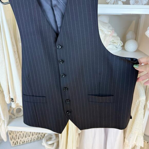 Ralph Lauren Sz 44R Dark gray wool 2 piece suit jacket with vest, classic SI-053 - Picture 9 of 14